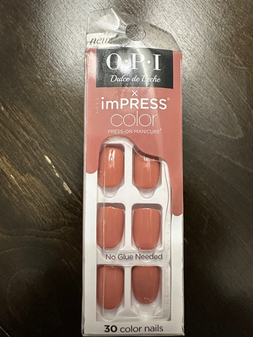OPI Dulce de Leche Press-On Nails — Warm Muted Pink short